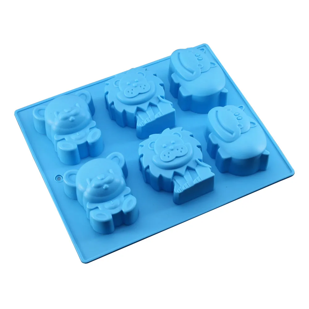 T0920P0363A Silicone Mold Lion Bear Hippo detail 01