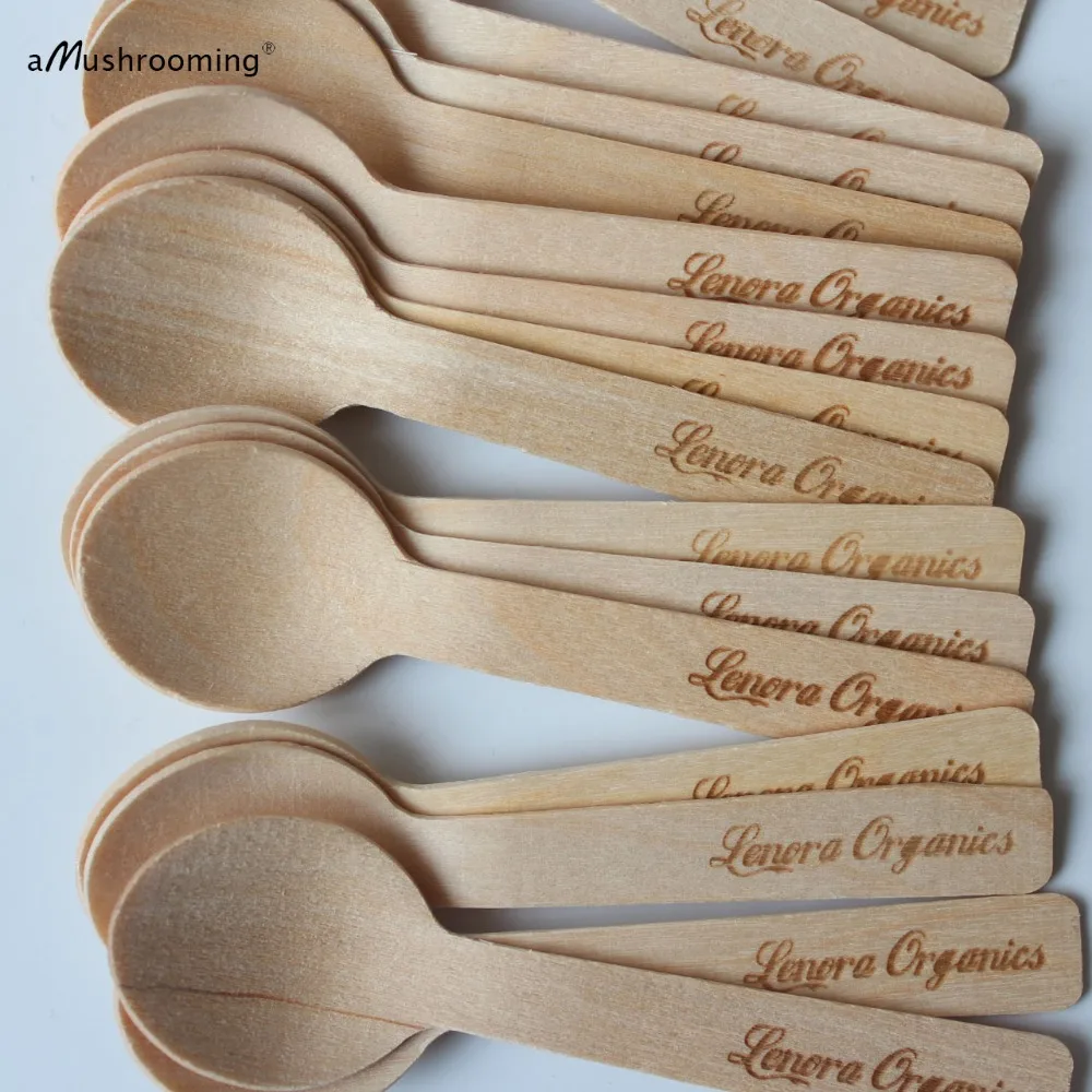 Customize mini wooden spoons wooden spoons personalized Wedding Desserts Spoons Round Ice Cream