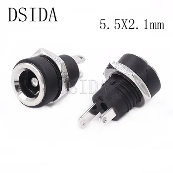 

100PCS DC-022B 5.5x2.1mm 5.5 X 2.1 mm Female DC Power adapter dc jack connector DC022B DC power plug male 5.5*2.1mm