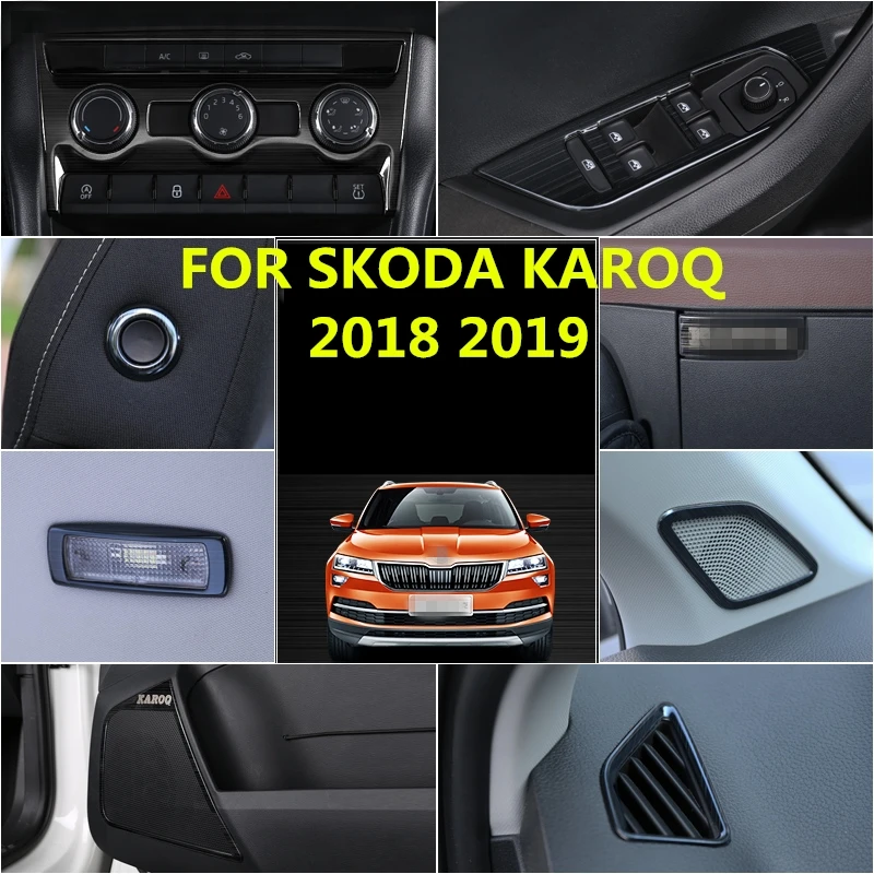 Для SKODA KAROQ 2018 2019 черного цвета автомобильные внутренние полные молдинги отделка
