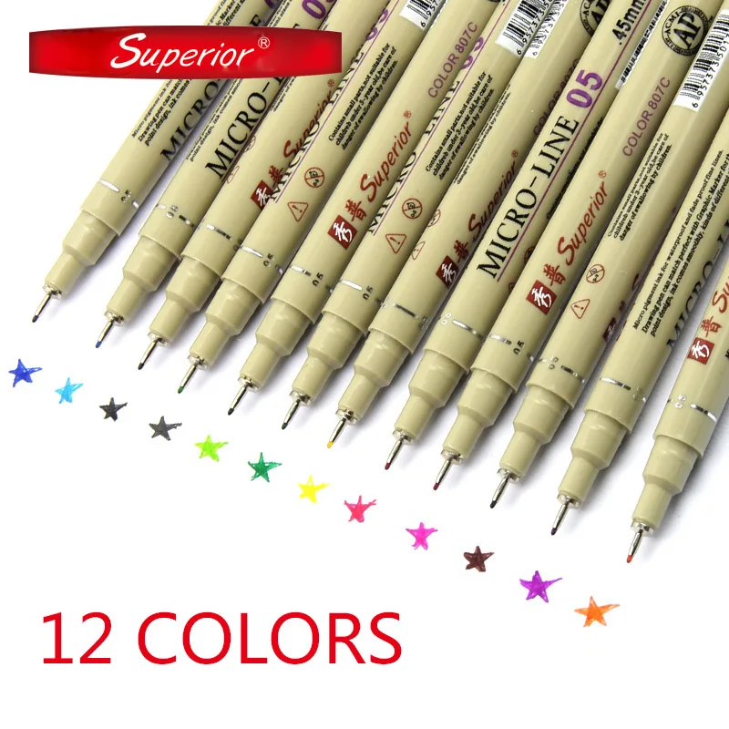 

Bgln 12 Colors Needle Drawing Pen 0.45mm Fineliner Animation Design Drawing Graphic Fabric Art Marker for Designers Artists