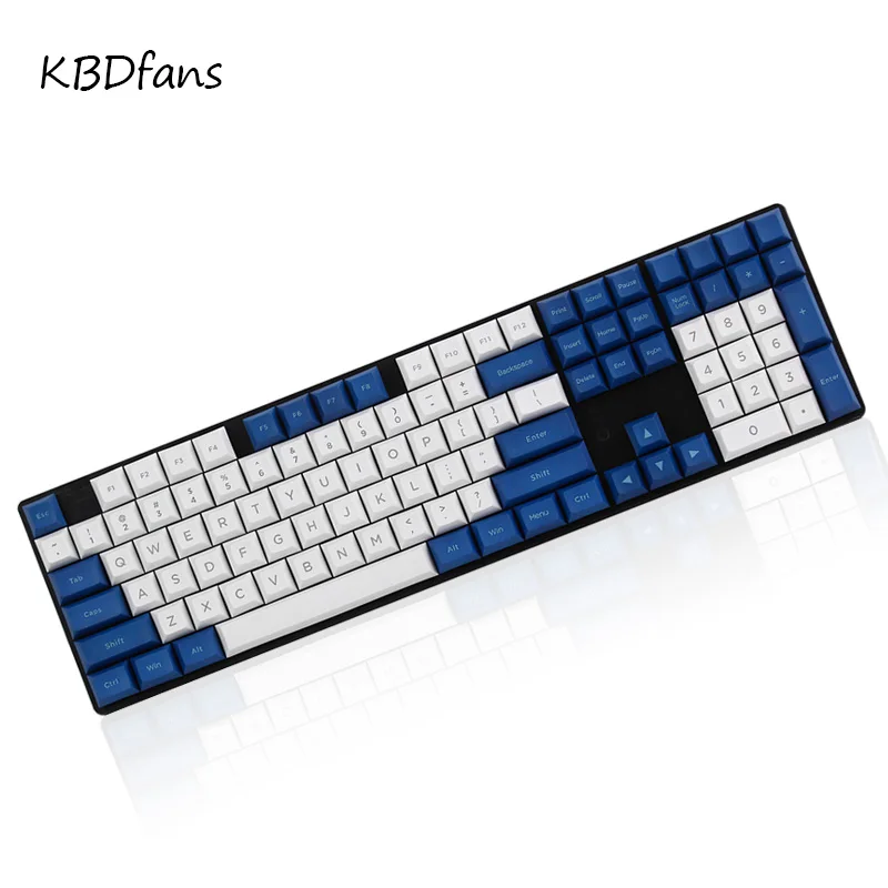 Топ Печатный dsa pbt keycap для механической клавиатуры 108 клавиш iso полный набор dolch keycaps ключи corsair bfilco minila - Цвет: blue and white