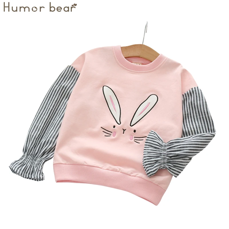 

Humor Bear Girls Clothing 2017 New Fashion Rabbit Pattern Design Autumn and Spring Kids T-shirt Children's clothes