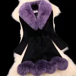 Женская зимняя куртка 100% натуральный норки лисы пальто с мехом кроличий мех воротник пальто с мехом кролика дизайнер куртка специальная