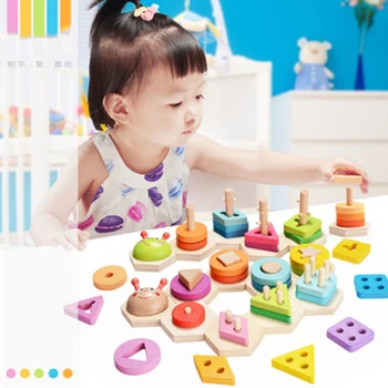 

New Fun Caterpillar Shape Sorter Toy Sets Baby Wooden Toy Bricks Building Block Wood Toys