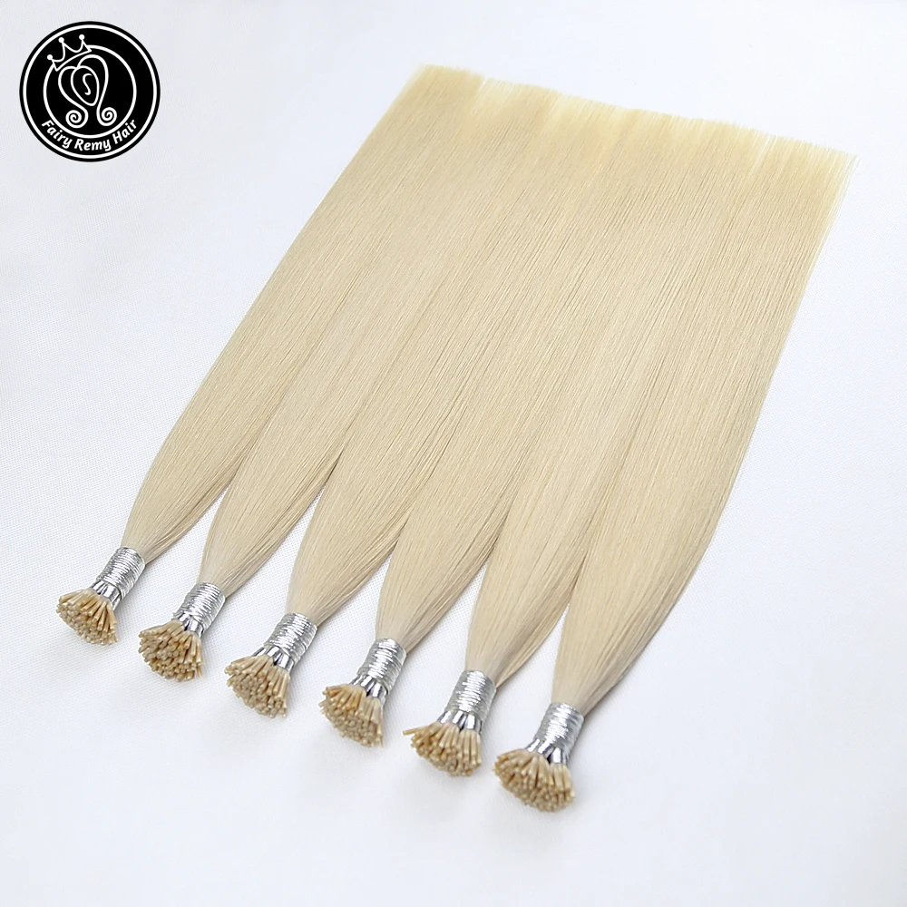 I Tip Hair Extensions Fusion Keratin Remy Human Russian Hair On Capsule Full Cuticle Platinum Blonde#60 0.8g/s 16"-22" 40g/pack