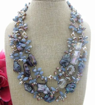 

N031212 25mm Keshi Pearl Crystal Necklace