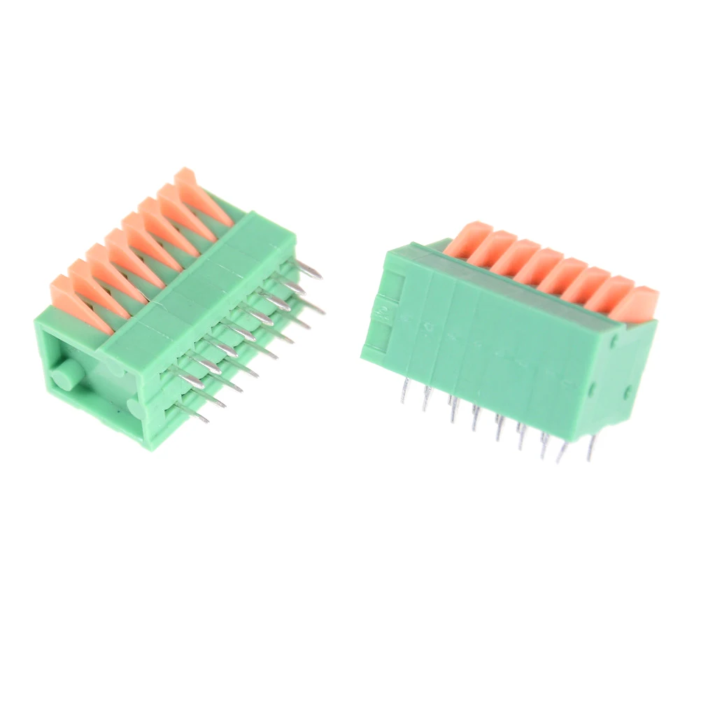 5 шт. 2/3/4/5/6/7/8/9/10P 2 54 мм шаг PCB прямое стопы разъемы весна Screless Медь зеленый клеммный