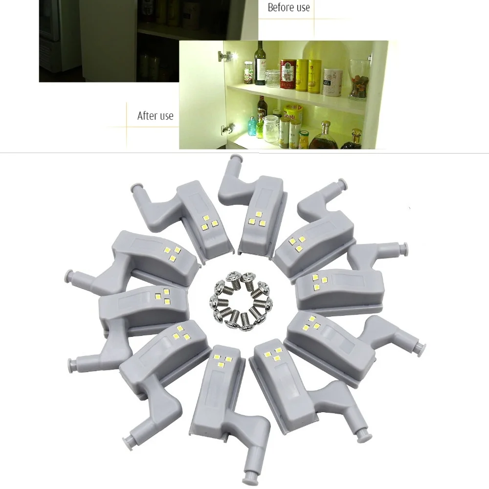 

10pcs Universal LED Cabinet Light Hinge Lamp Wardrobe Light Home Kitchen Bedroom Living Room Lighting Night Light