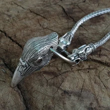 Норвежский кулон с головой ворона Викинга, ювелирное изделие, мужское ожерелье с головой волка, цепочка с северным одином, подвеска ворона