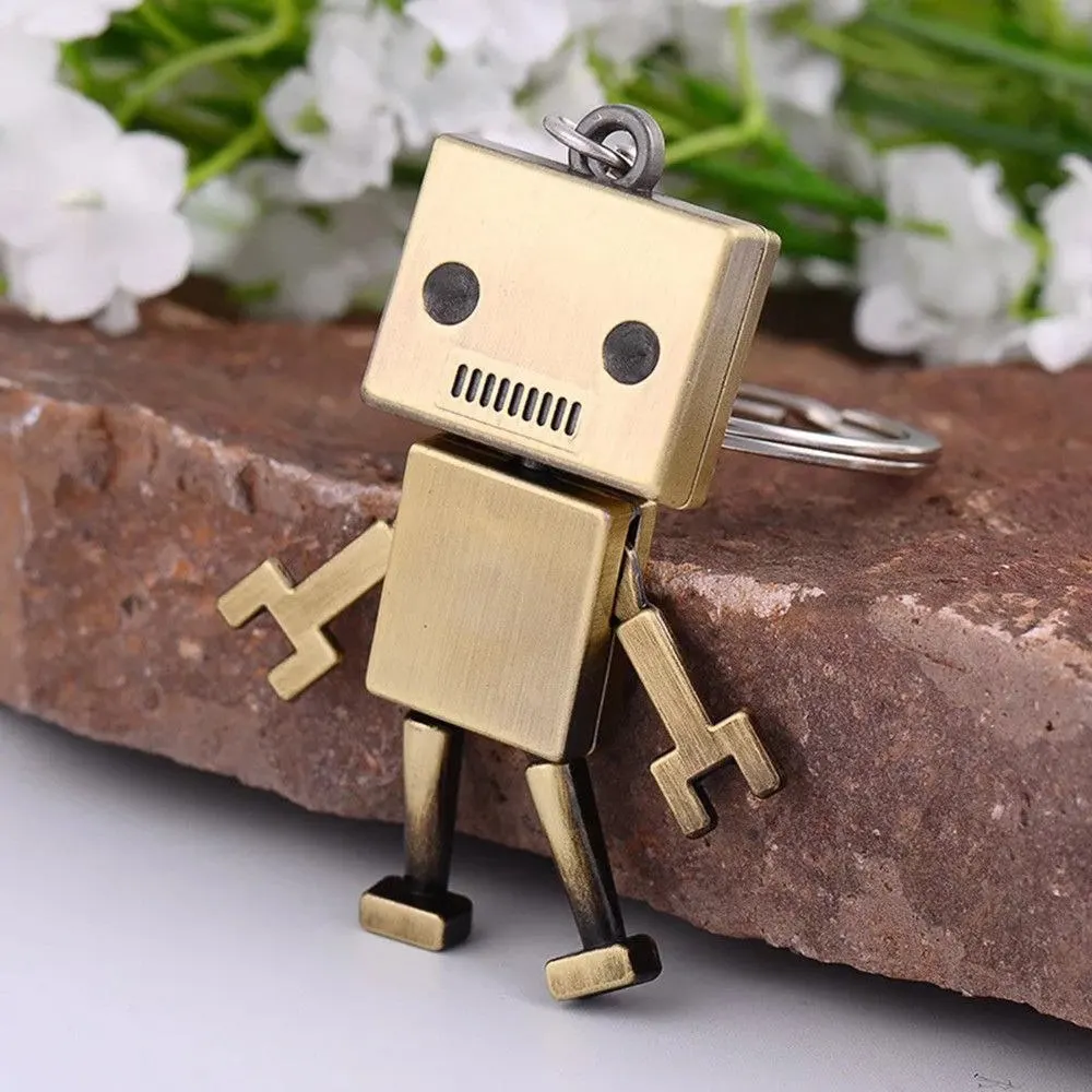 2018 Cute Robot Metal Keychain Pendant Key Chain Key Ring Antique Gold