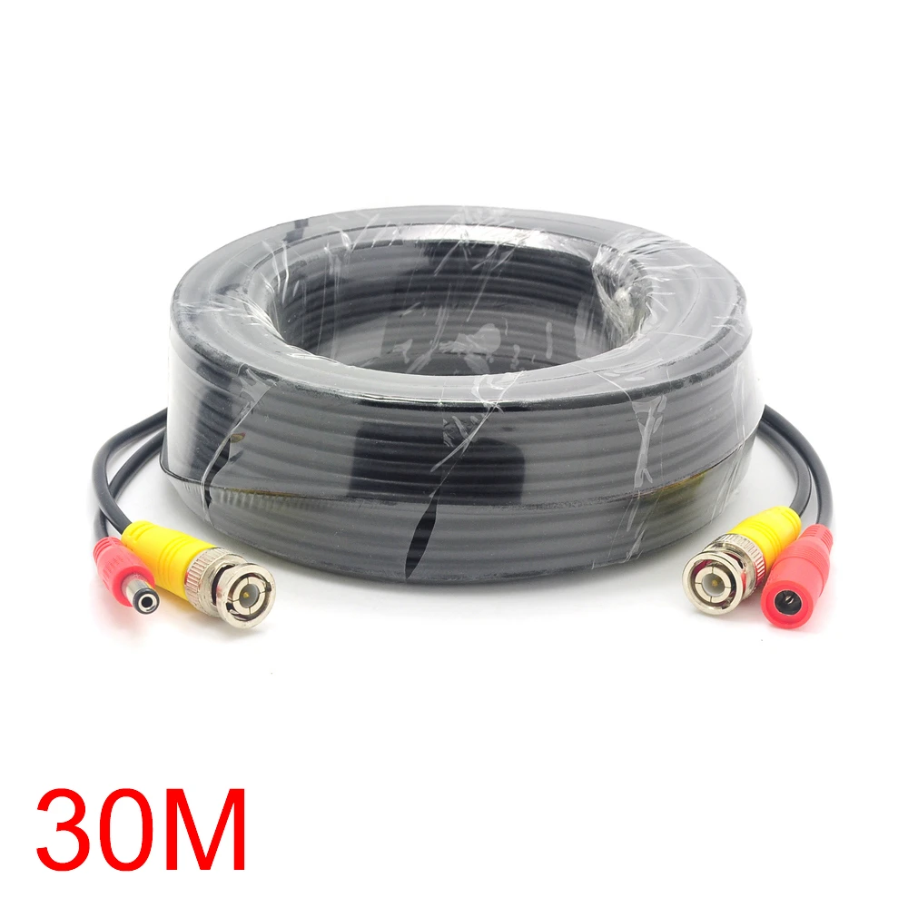 

30M/98FT BNC DC Connector Power Audio Video AV Wire Cable For CCTV Camera