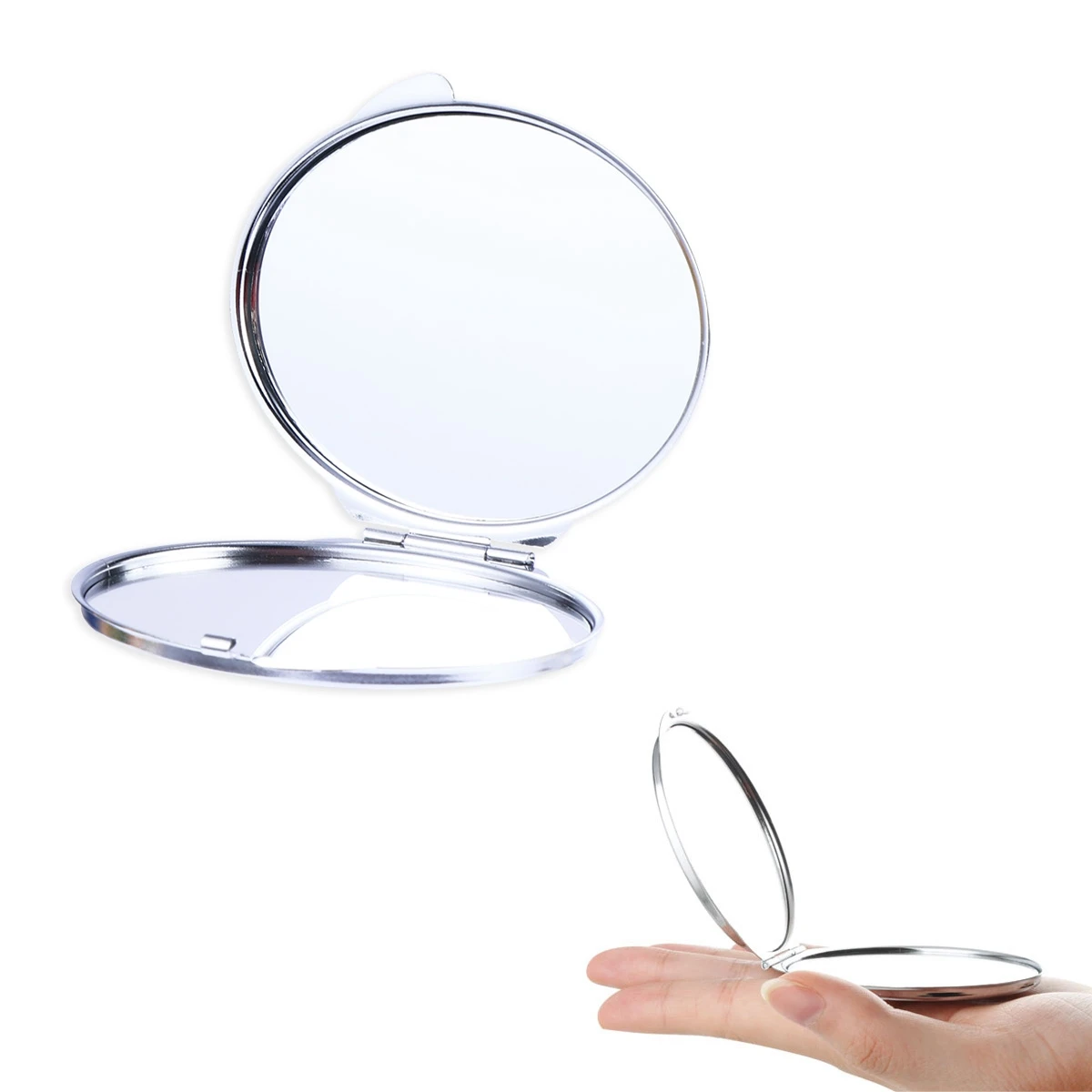Карманное косметическое складное овальное зеркало из нержавеющей стали, винтажное зеркало для макияжа, двухстороннее зеркало для женщин, девушек