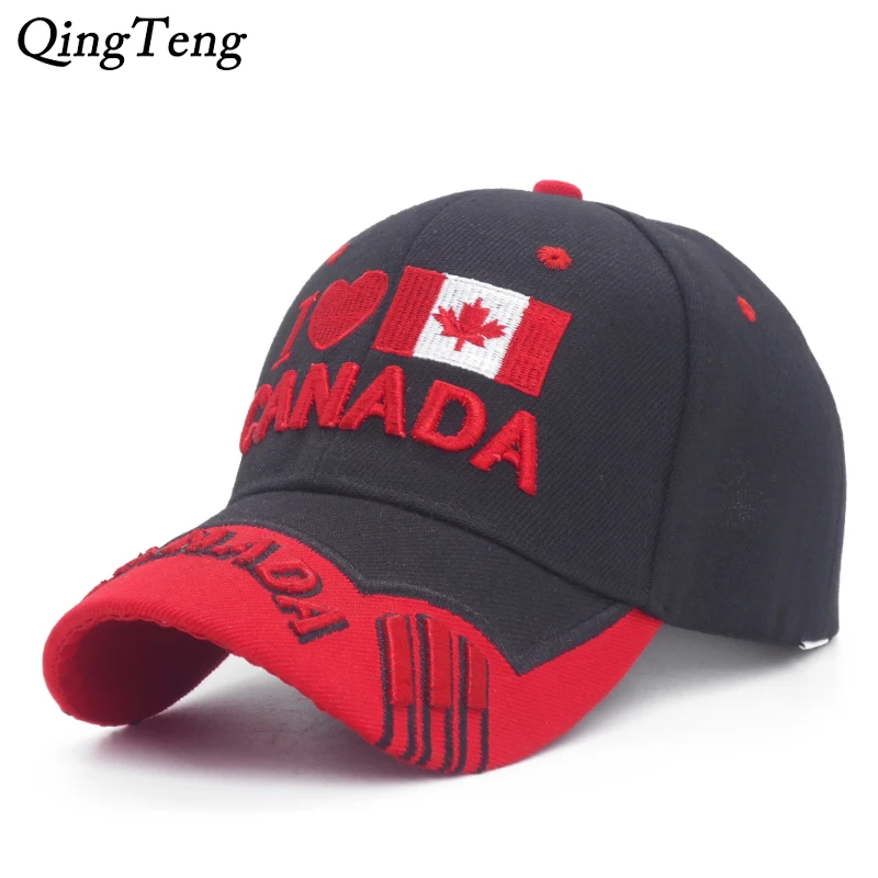 Я люблю Канаду вышивка женская бейсболка флаг Канады Шляпа Snapback Регулируемая Мужская Casquette Gorras
