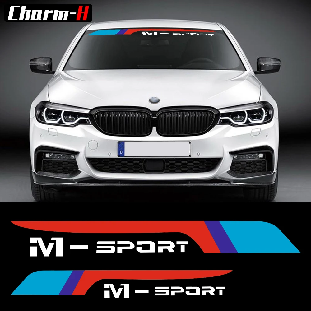 

2X Car Styling M Sport Front Rear Windshield Window sticker decal for BMW e46 e39 e90 e60 f30 f31 g11 g3o z4 e85 x5 f15 f16 f20