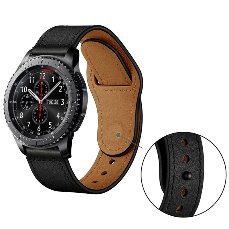 

22mm/20mm strap for Samsung galaxy watch S3 frontier 46mm 42mm active huawei watch gt band Genuine Leather amazfit bip bracelet