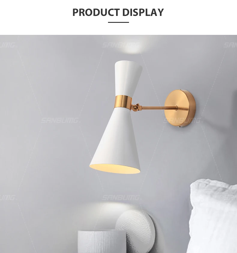 Настенный светильник SANBUMG в скандинавском стиле, современный настенный светильник, настенный светильник, регулируемый светильник для коридора, прикроватный светильник, настенный светильник с металлическим покрытием E27