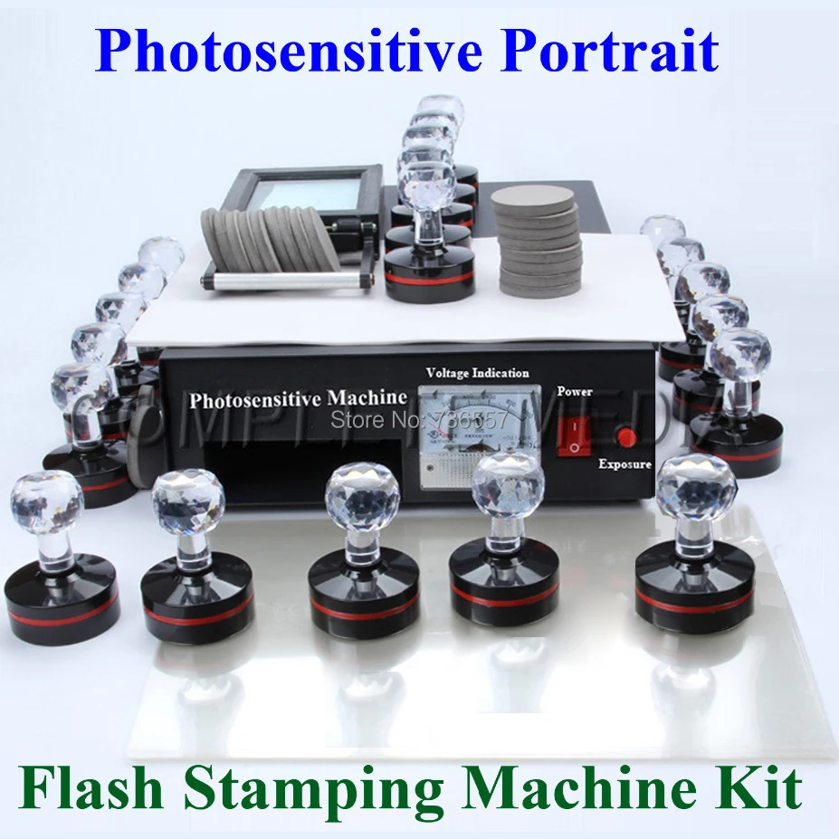 

Photosensitive Portrait Flash Stamp Machine Kit Selfinking Stamping Making Seal 10Pcs Holder Film Pad (WITHOUT Ink)