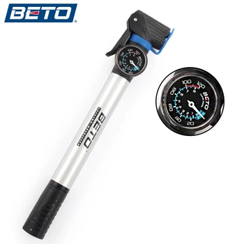 

BETO Bicycle 1-Way Aluminium Alloy Mini Portable Cycling MTB Road Bike Tire Inflator Air Pump With Pressure Gauge Bracket