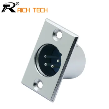 

20pcs XLR wire connector 4pin XLR male plug Professional speaker plug Fixed panel mount metal nickel plated cable adapter