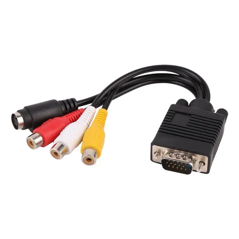 VGA Male to S-Video 3 RCA Female Video Cable AV TV Adapter Converter for PC 