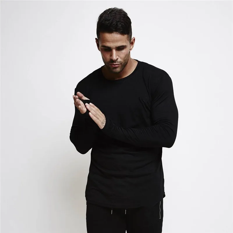 

GYMPXINRAN T-Shirt Men 2019 Spring Autumn New Long Sleeve O-Neck T Shirt Men Brand Clothing Fashion Pure color Cotton Tee Tops