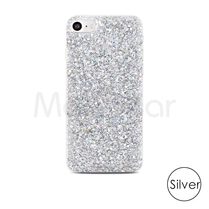 QINUO силиконовый Блестящий Мягкий чехол для iPhone 5, 5S, 7, 6, 8 Plus, X блестящий чехол для телефона для iPhone 11 Pro Max, XR, XS, Max, чехол s, оболочка, чехол - Цвет: Silver