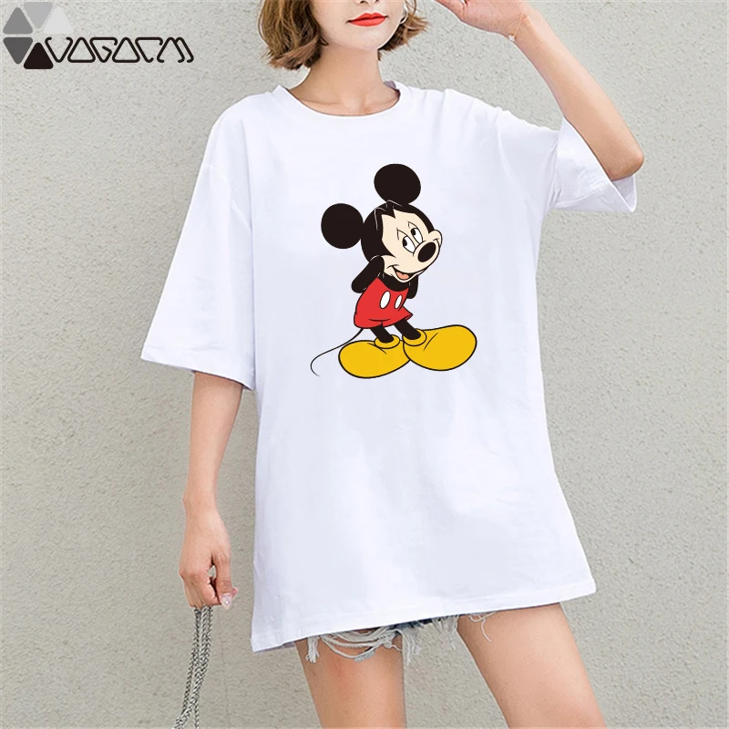 

2019 Casual T Shirt Minnie Mickey Mouse Harajuku Tshirt Graphic Tees Women T-shirt Streetwear Kawaii Top Plus Size Women Clothes