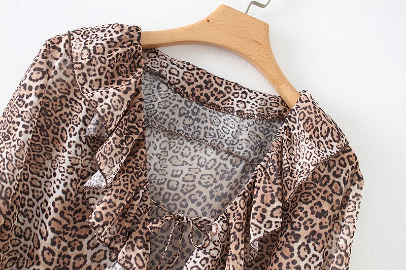 SheMujerSky Leopard боди Для женщин Сексуальная V шеи оборками Комбинезоны mujer 2018 с длинным рукавом комбинезон женский боди