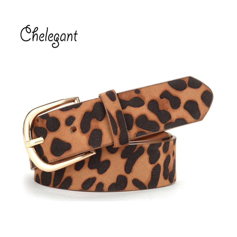 

CHELEGANT new fashion Female Belt Cummerbund Women Belt With Leopard Pattern Gold Metal Buckle Hot Sales pu belt