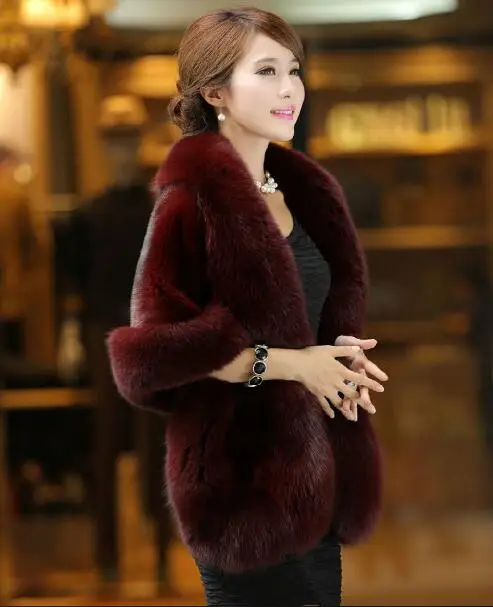 Faux Fur Wraps Winter Warm Bridal Shawl Elegant Luxury Women Wedding Cape White Black Burgundy Gray Bride Bolero LT040