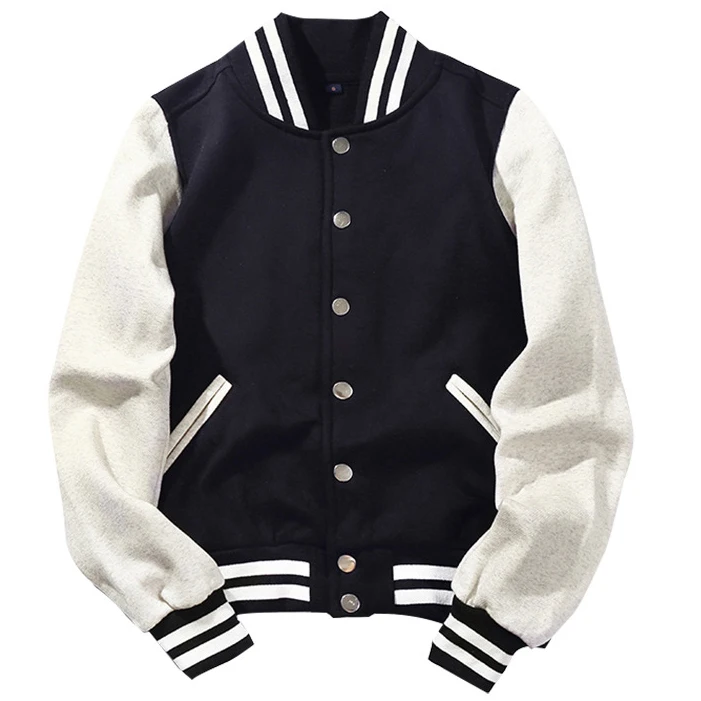 Boys Man Full Zip Fleece Baseball Jackets Black Navy Blue Red Royal