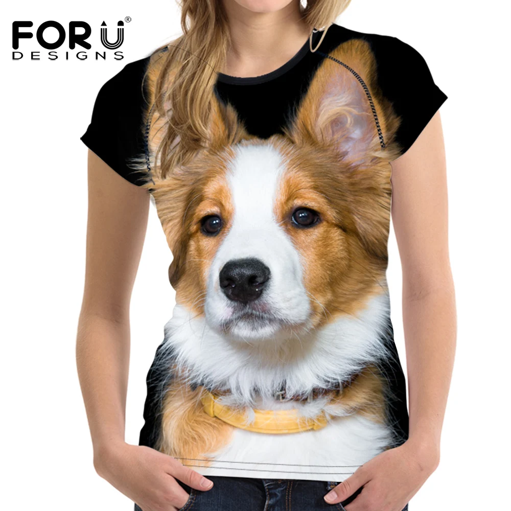 Buy FORUDESIGNS Cute 3D Shepherd Dog T shirt For Woman