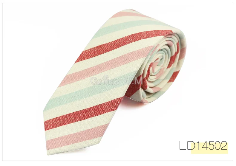 New Fashion Mens Ties Cotton Necktie for Men Causal Stripe Tie For Man Bussines Corbatas Bridegroom Party Slim Neckties - Цвет: LD14502