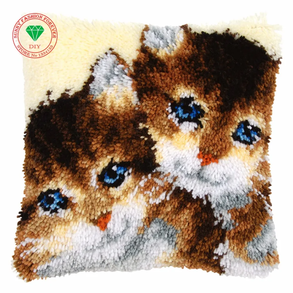 Home decoration Cats Needlework Pillowcase sets embroidery stitch