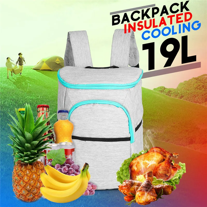 19L изолированный охлаждающий рюкзак для пикника, кемпинга, походов, пляжного парка, ледяная теплоизолированная сумка для ланча, рюкзак унисекс из ткани Оксфорд, рюкзаки