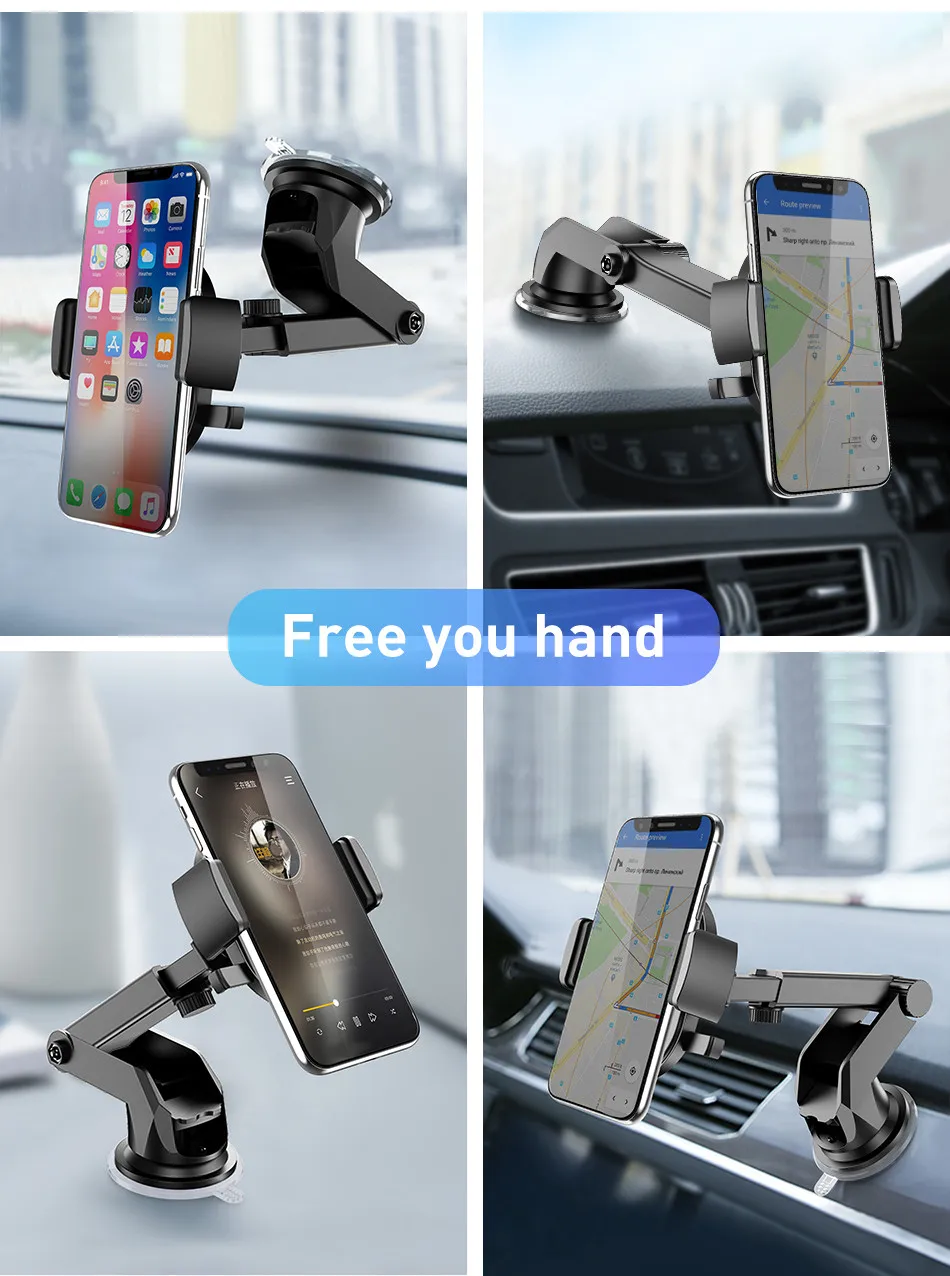 USLION Car Phone Holder in Car For Samsung S10 S9 S8 360 Rotation Car Holder For iPhone X XS MAX Stand Support Windshield Mount