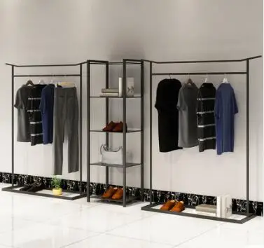 

Men's clothing shop decoration shelf clothing store display stand floor type combination simple wrought iron side rack shelf