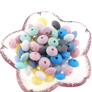 

50pcs Abacus Silicone Beads 12*7mm Lentils Teether Silicon Beads Chews Necklace Spacer Beads Teethers Jewelry Making Accessory