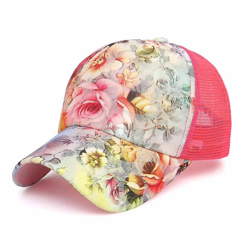 Летняя женская бейсболка с цветочным принтом Mesh Trucker кепки s шапки для женщин женские регулируемые Snapback