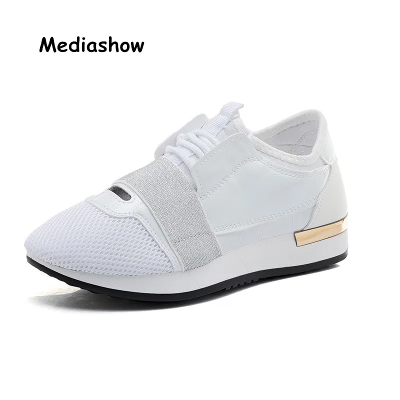 

2019 Fashion Casual Shoes Woman Breathable Sneakers Woman Trainers Female Platform Shoes Chaussures Femme white pink Gold Silver