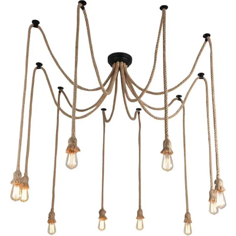 Hemp rope chandelier loft lamp