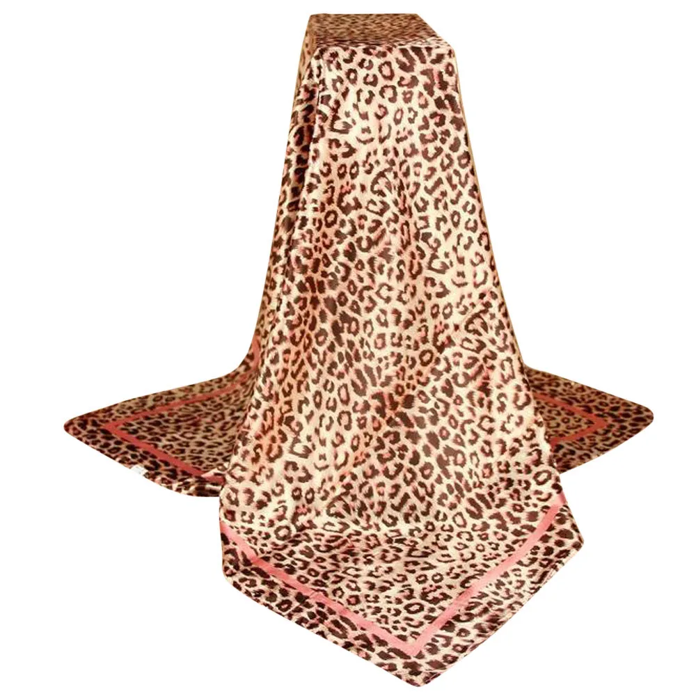 

Feitong Women's New Fashion Leopard Print Square Scarf Printed Silk ScarfScarf Poncho Echarpe Femme Hiver