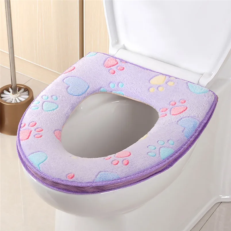 Warm Soft Toilet Cover Seat Lid Top Cover Pad Bathroom Warmer Toilet Seat Cloth Soft Closestool Washable Seat Cover #4d04 (6)
