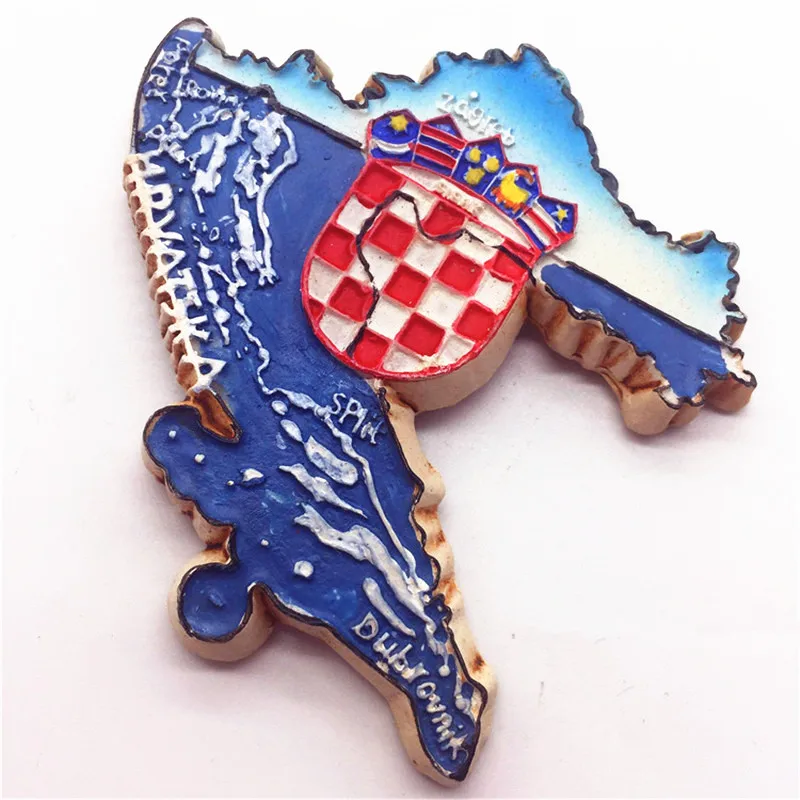 New Hot Mediterranean Sea Travel Souvenirs Croatia Fridge 3D Resin Handmade Refrigerator