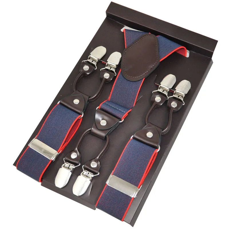 

Brown Leather Suspenders for mens Double Color western-style trousers Man braces cinturino Length-adjustable Straps 3.5*120cm