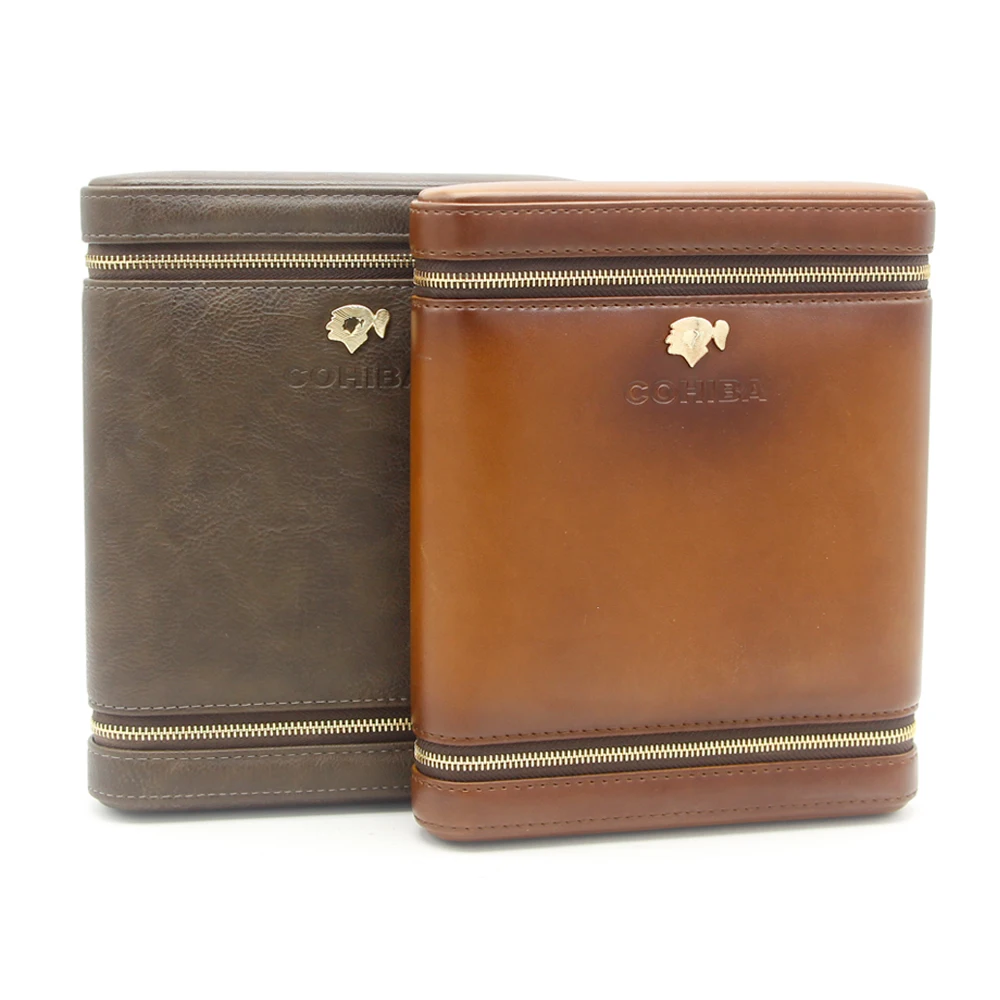 COHIBA кожаный сигарный хьюмидор Cedar Wood Cigar Case 6 трубка дорожная коробка для сигар с