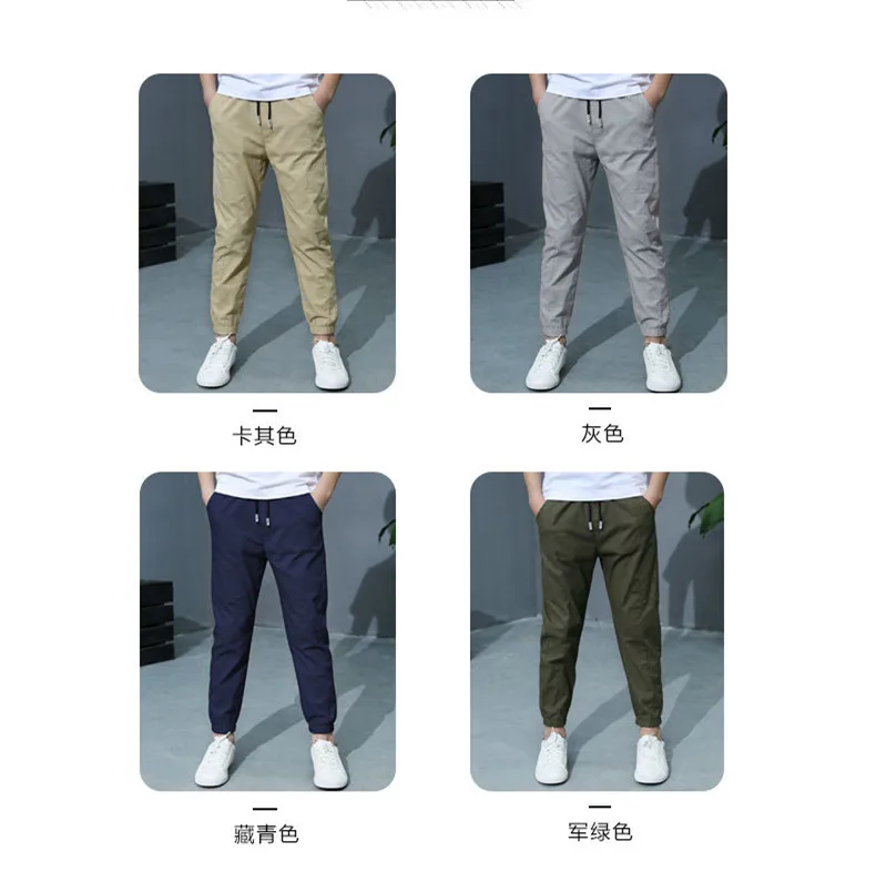 Boys Casual Pants For Summer New Solid Cotton And Linen Mosquito Pants Boy Fashion Trousers 110-160 High Quality