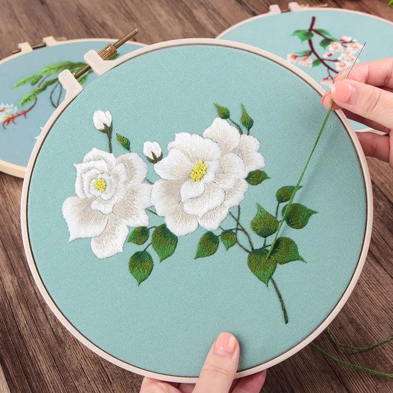 С обручем DIY Набор для вышивания для начинающих наборы для рукоделия серия вышивки Флора иглы рукоделие швейный Декор круг вышивка