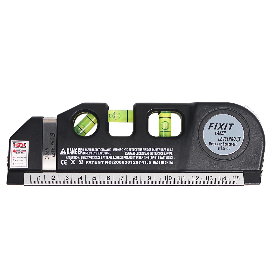 

Multifunction Level Laser Horizon Vertical & Horizontal Lasers Measure Tape Aligner Bubbles Ruler 8FT